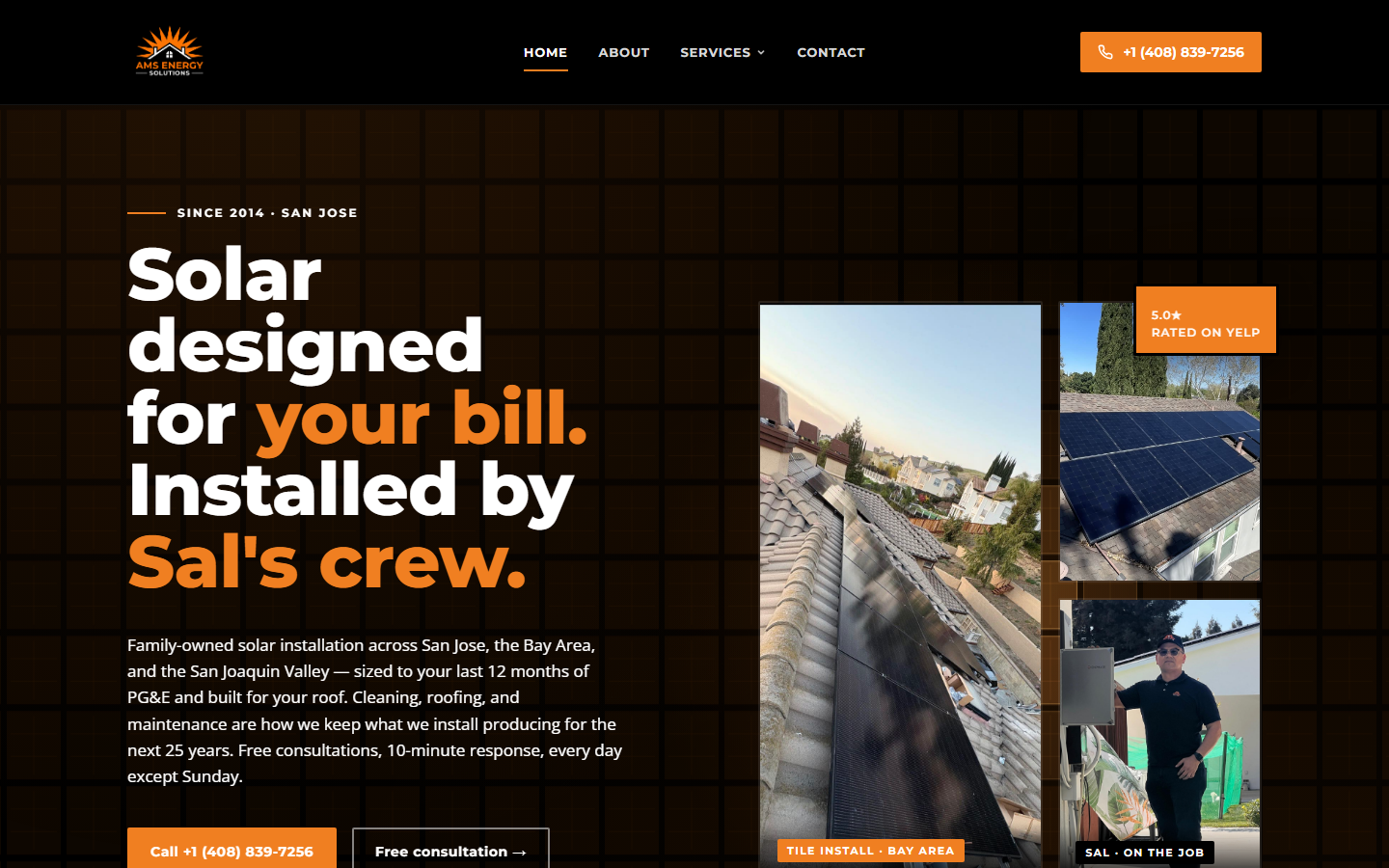 AMS Energy Solutions website &mdash; desktop view