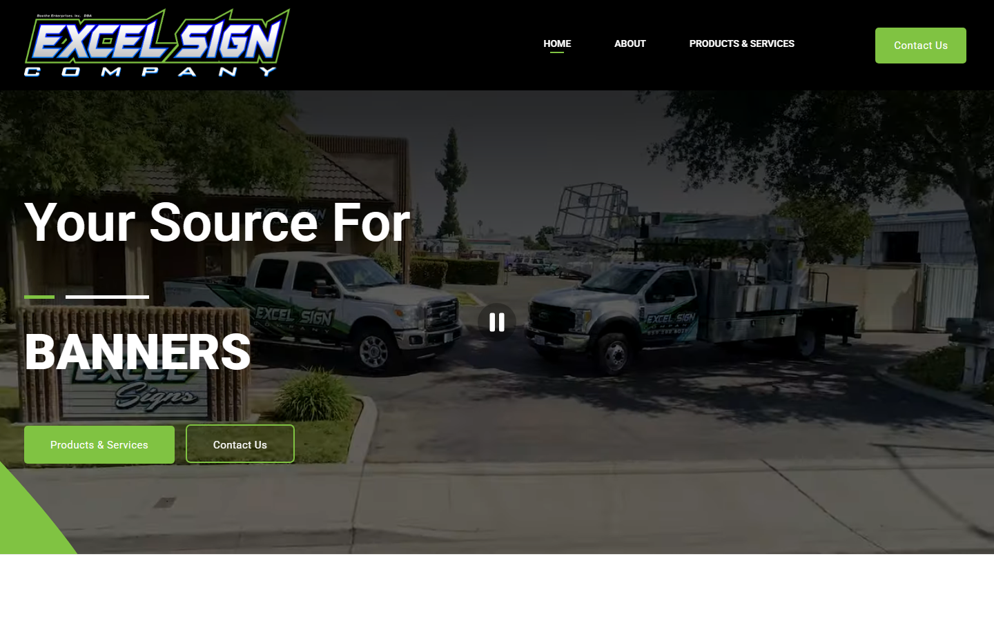 Excel Sign Company website &mdash; desktop view