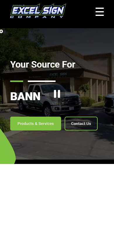 Excel Sign Company website &mdash; mobile view