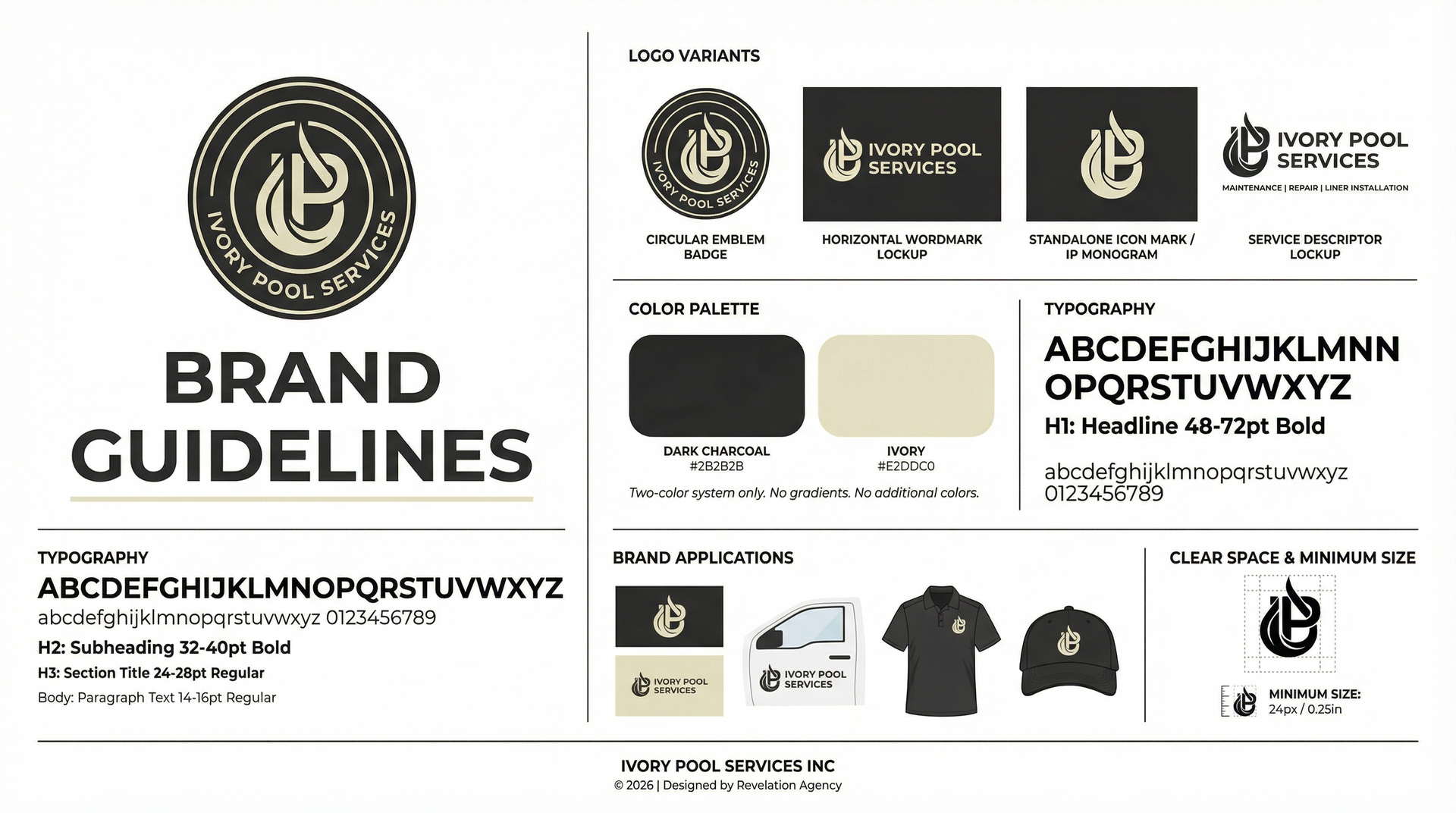 Ivory Pool Services brand guidelines — full system