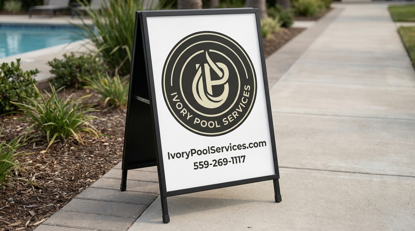Ivory Pool Services A-frame signage