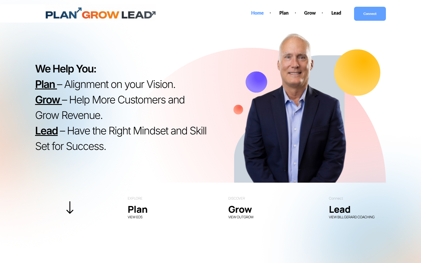 Plan Grow Lead website &mdash; desktop
